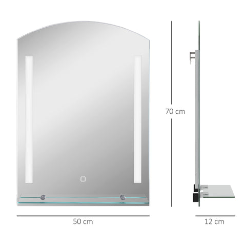 Rootz Bathroom Mirror with LED Lighting - Illuminated Wall Mirror - LED Vanity Mirror - Touch Switch - 50L x 12W x 70H cm
