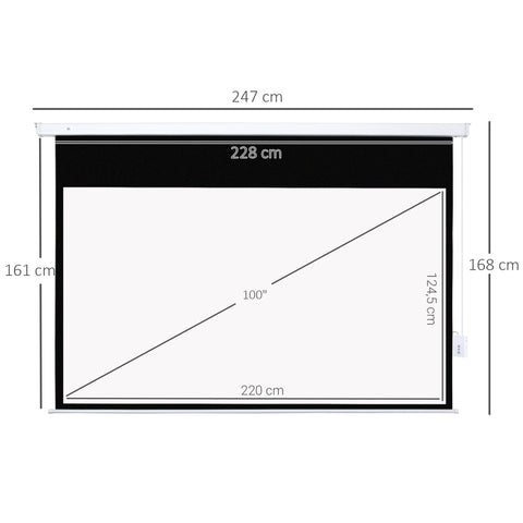 Rootz 100 Inch Projection Screen - Motorized Canvas - Home Theater Screen - 4K HD - Wall/Ceiling Mount - 247cm x 7.5cm x 168cm