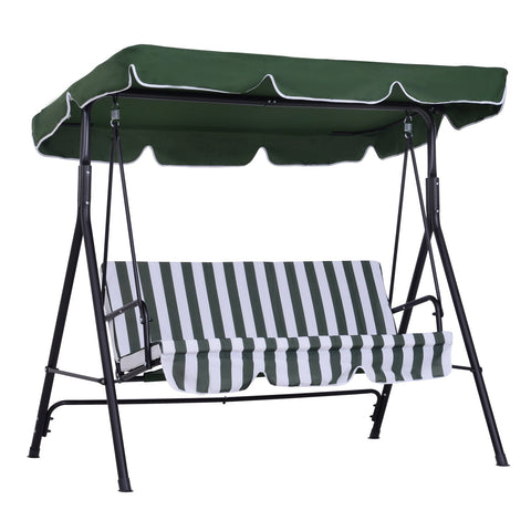 Rootz 3-Seater Garden Lounger - Outdoor Sofa - Patio Recliner - Adjustable Roof - Steel & Polyester - Green - 172cm x 110cm x 153cm
