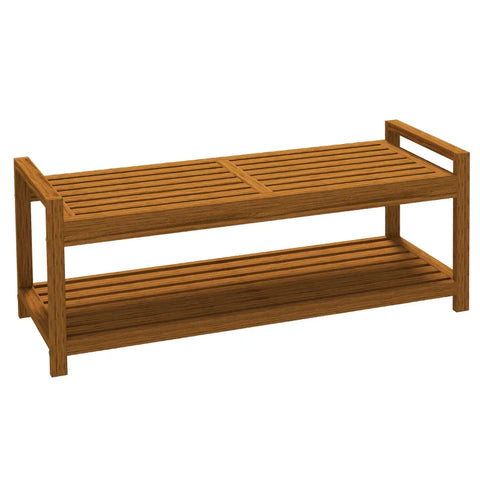 Rootz Garden Bench For 2 People - With Shelf - Acacia Wood - Slatted Seat - Acacia Wood - Teak - 118 x 40.5 x 46 cm