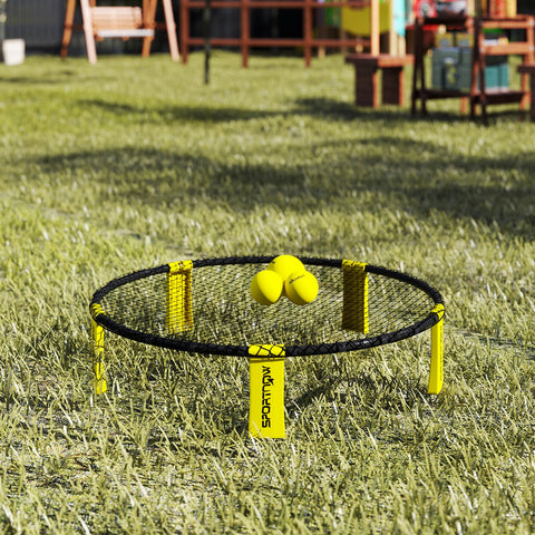 Rootz Roundnet Set Gameet - Spikeball Set - Beach Game - Stability Guaranteed - Ø92 x 20 cm - Yellow & Black
