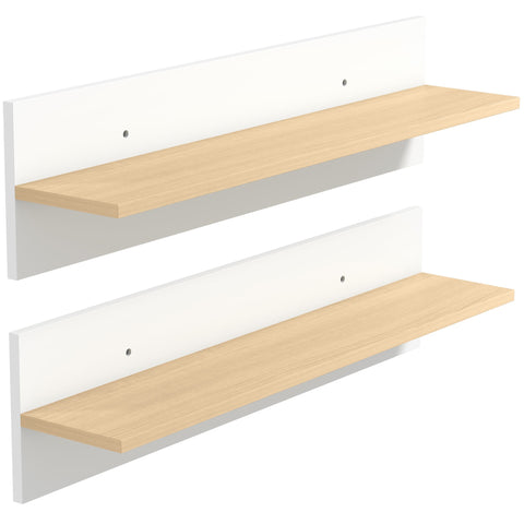 Rootz Wall Shelf Set of 2 - Floating Shelves - Display Shelf - Storage Solution - Durable & Easy to Clean - 80x16.5x20cm - White + Brown