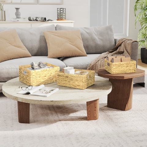 Rootz Set of 3 Storage Baskets - Organizers - Handwoven Crates - Durable Metal Frame - 40x30x18cm, 35x25x16cm, 30x20x14cm