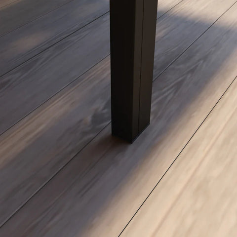 Rootz Garden Tables - Outdoor Table - Industrial Design - Patio Table - Weather Resistant - Wood Look - Aluminum Frame - Wood-plastic Composite Panel - Gray - 160l X 90w X 74h Cm