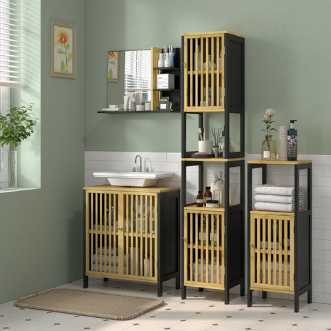 Rootz Sink Unit - Sink Storage - Bathroom Cabinet - Space-Saving - 60 x 30 x 70 cm MDF & Bamboo