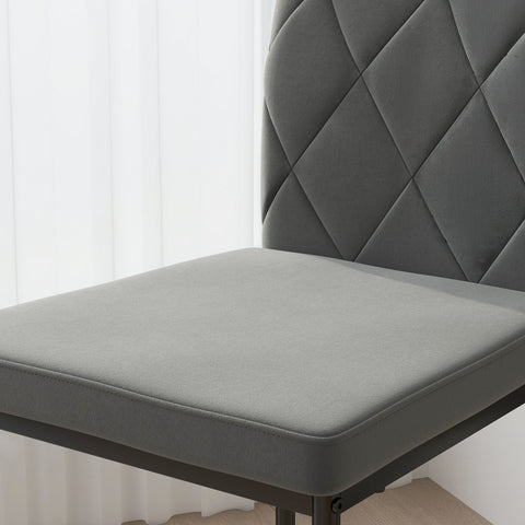 Rootz 4 Set Dining Room Chairs - Velvet-Look Upholstered - Modern Dining Room Chairs - Ergonomic Comfort - 42x58x95cm - Grey