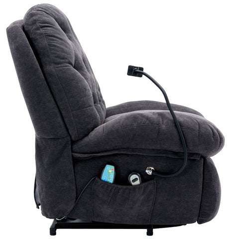 Rootz Gray Fabric Electric Recliner - Massage Chair - Heated Recliner - Ultimate Comfort - 92L x 100W x 104H cm