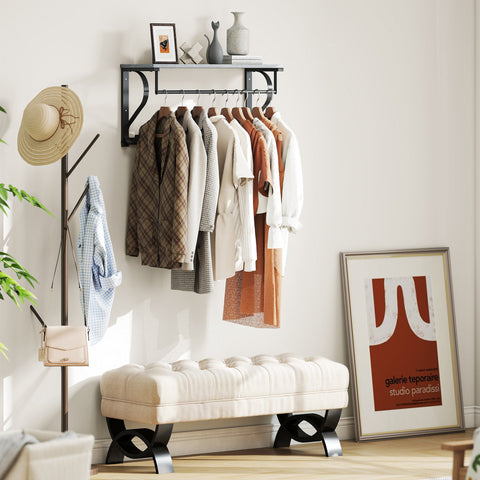 Rootz Wall-Mounted Clothes Rack - Coat Hooks - Versatile Organizer - Industrial Design - 70cm x 25cm x 35.4cm - Grey