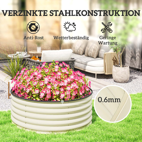 Rootz Raised Bed - Galvanized Planters - Planting Box - Promotes Root Growth - 120cm x 120cm x 43cm - White