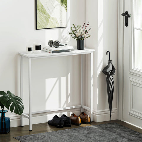 Rootz Console Table - Narrow Hallway Table - Slim Corridor Table - Adjustable Foot Pads - 75cm x 24cm x 76cm - White