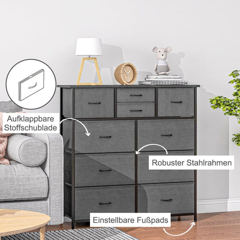 Rootz Fabric Drawers Chest of Drawers - Storage Cabinet - Fleece Drawers - Sturdy Steel Frame - 100cm x 30cm x 100cm