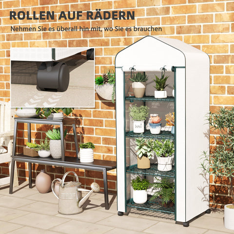 Rootz Foil Greenhouse - Mini-Greenhouse - Plant House - Early Bed - 4 Shelves - Weatherproof Stability - 69 x 50 x 165 cm