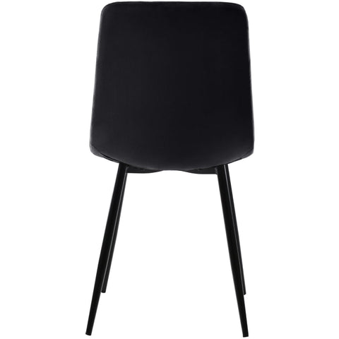 Rootz Set of 4 Black Dining Chairs - Velvet Look - Padded Comfort - Ergonomic Design - 44L x 46W x 86H cm - Metal Frame - Easy Assembly
