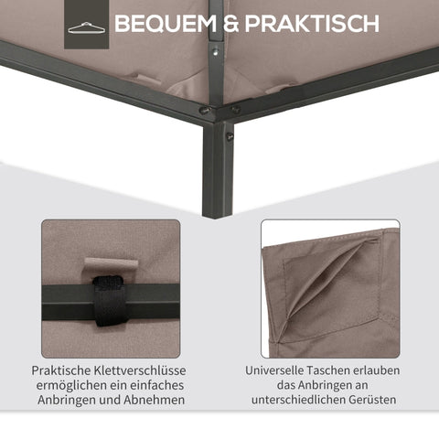 Rootz Gazebo Roof Replacement - Canopy Cover - Pavilion Top - Durable & Weather-Resistant - Water & UV Resistant - Easy Installation - L298 x W295 cm - Polyester Fabric