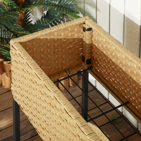 Rootz Raised Bed Planter Garden Bed - Elevated Planter - Outdoor Planter - Durable PE Rattan - Ergonomic Design - Versatile Planting Options - 70L x 30W x 70H cm