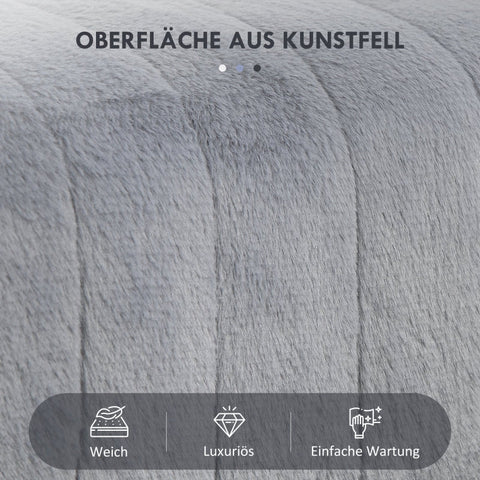 Rootz Faux Fur Padded Bench - Upholstered Seat - Entryway Hallway Bench - Grey - Eucalyptus Wood - Metal Legs - 82cm x 30cm x 47cm