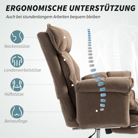 Rootz Ergonomic Office Chair - Desk Chair - Swivel Chair - Adjustable Comfort & Footrest - Light Brown - 80cm x 80cm x 106-114cm