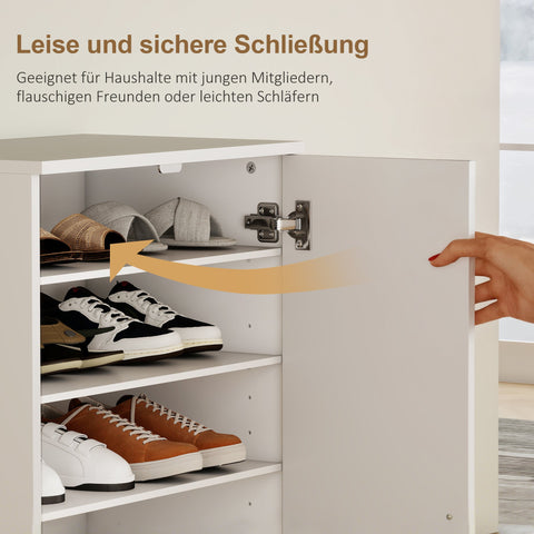 Rootz Shoe Cabinet - Footwear Organizer - Shoe Storage Unit - Soft-Close Hinges - 55 x 35 x 108 cm - Stores 14 Pairs - White