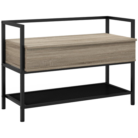 Rootz Shoe Bench Storage Shelf - Shoe Rack - Hidden Compartment - Modern Design - 84cm x 39.5cm x 61cm