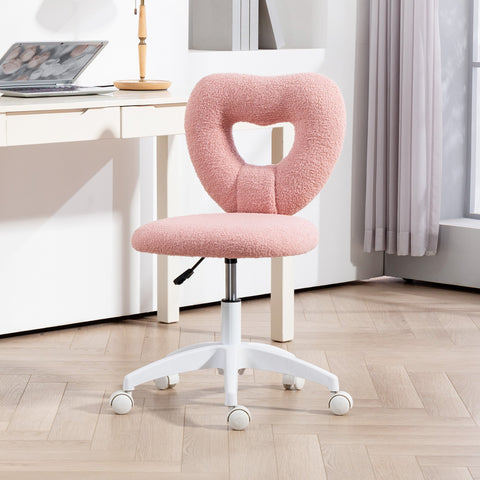 Rootz Office Desk Chair - Heart-Shaped Backrest Chair - Padded Swivel Chair - Cozy Teddy Fleece - 45cm x 56cm x 78-88cm