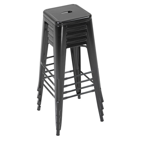Rootz Set of 4 Industrial Stackable Bar Stools - Metal Chairs - Loft Style Seating - Footrest Comfort - 43cm x 43cm x 76cm