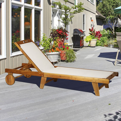 Rootz Ligstoel - Ligstoel - Tuinfauteuil - Ultiem comfort - Ongediertebestendig - Verstelbare rugleuning - 198cm x 60cm x 55-88cm - Acaciahout