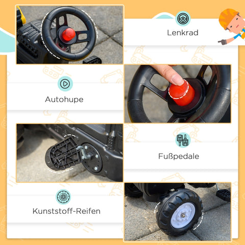 Rootz Children's Excavator - Kids Digger - Ride-On Construction Toy - Enhances Hand-Eye Coordination - Durable & Safe - Interactive Features - 163cm x 42cm x 71cm - Metal & Plastic Frame - Yellow