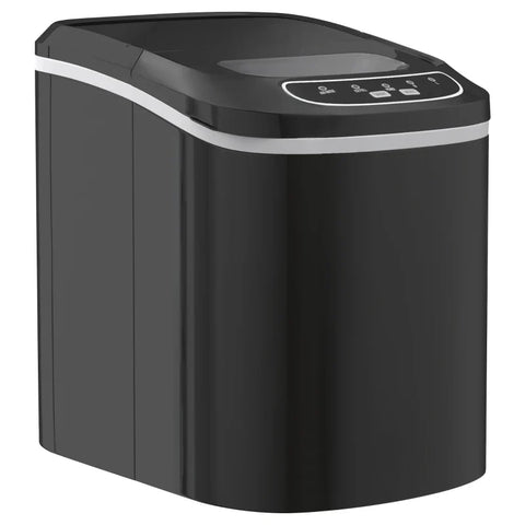 Rootz Kitchen Appliances - Ice Cube Machine - 2.2 Liters - 12 Kg In 24 Hours - Ice Balls - Self-cleaning - Ice Tray - Ice Scoop - ABS-Steel - Black - 24.2l X 34w X 32.8h Cm