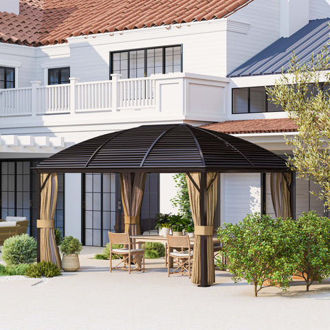 Rootz Garden Pavilion - Party Tent - Marquee Tent - Waterproof Protection - 398cm x 298cm x 280cm - Brown