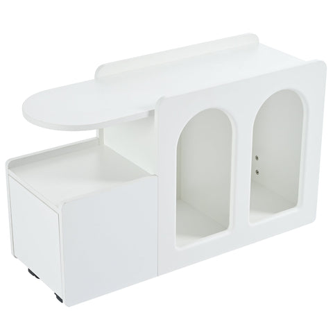 Rootz White Side Cabinet - Storage Trolley - Rolling Cart - High Stability - 82x30x53 cm