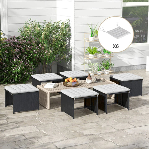 Rootz Tuinstoelkussen - Zachtheid en comfort - Binnen en buiten - 6 stuks - Polyester hoes - Lichtgrijs - 40L x 40W x 4H cm