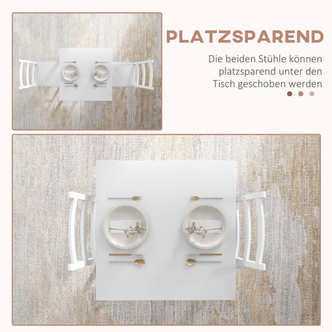 Rootz 3-Piece Dining Set - Kitchen Table Set - Small Dining Room Furniture - Space-Saving - Durable Pine Wood - 75cm x 75cm x 73cm Table - 41cm x 46cm x 86cm Chairs