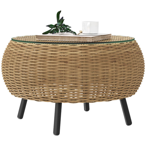 Rootz Poly Rattan Side Table - Round Coffee Table - Balcony Table - Weatherproof & Durable - Ø75 x 42 cm