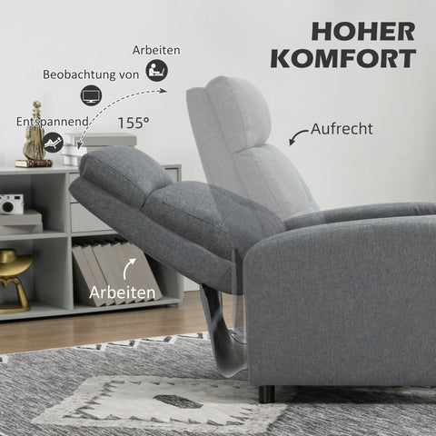 Rootz Relaxation Armchair - Recliner - Lounger - Pocket Spring Core - Supports Up to 150 kg - 67 x 87 x 98 cm - Grey