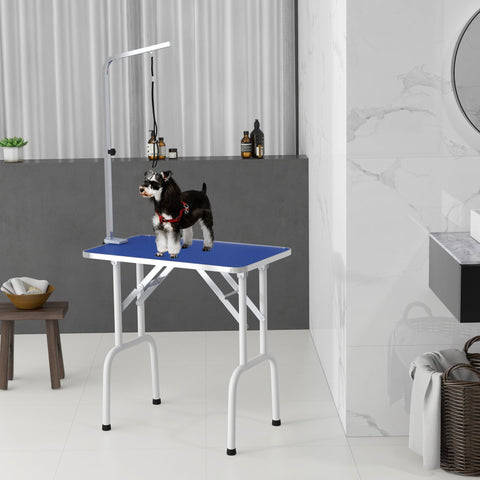Rootz Pet Care Table - Styling Table - Grooming Station - Stable Metal Frame - 81cm x 48.5cm x 80cm - Blue