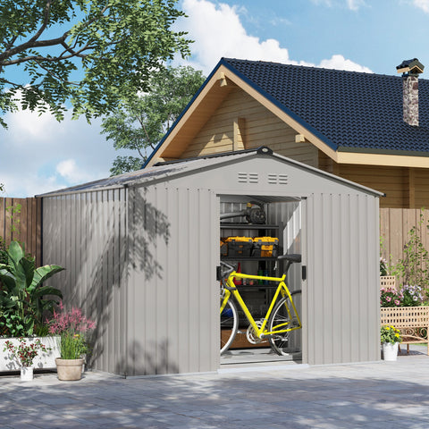 Rootz Garden House - Outdoor Warehouse - Storage Shed - Spacious Design - 2.77m x 1.95m x 1.92m - Steel Structure - Sliding Door Ventilation