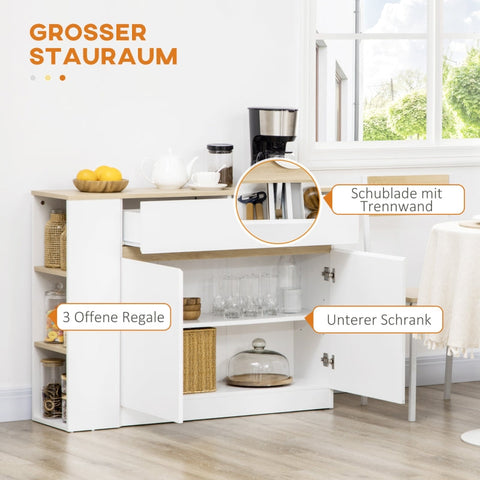 Rootz Sideboard - Buffet Cabinet - Storage Unit - Ample Storage - Adjustable Shelf - Easy to Clean - 110L x 29.5W x 82H cm - Chipboard