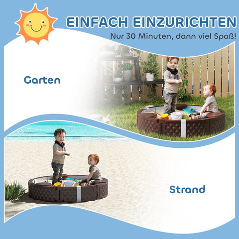 Rootz Sandpit Round Sandbox - Children's Play Sandbox - Kids Outdoor Sandpit - Weatherproof - Ø120 x 22h cm