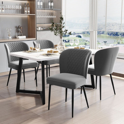 Rootz Velvet Dining Chairs Set - Upholstered Chairs - Elegant Chairs - Exceptional Comfort - 47L x 43W x 86H cm