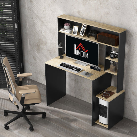 Rootz Multi Shelf Desk - Computer Desk - Office Desk - Space-Saving - 114L x 45W x 138H cm