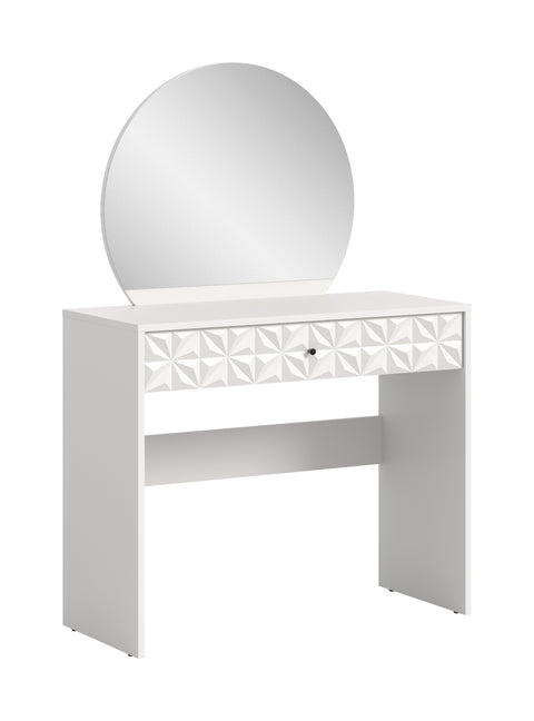 Rootz Dressing Table - Vanity Desk - Makeup Table - High-Quality MDF - 90x133x39 cm - Elegant White Melamine Finish