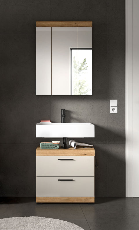 Rootz 2 Piece Bathroom Set - Vanity & Mirror Cabinet - Bathroom Combination - Space-Saving - 60x191x34 cm