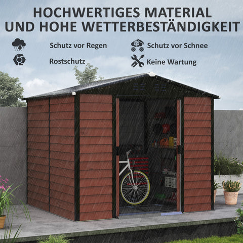 Rootz Metal Tool Shed - Garden Storage - Lockable Toolshed - Weatherproof & Rustproof - 240cm x 206cm x 198cm