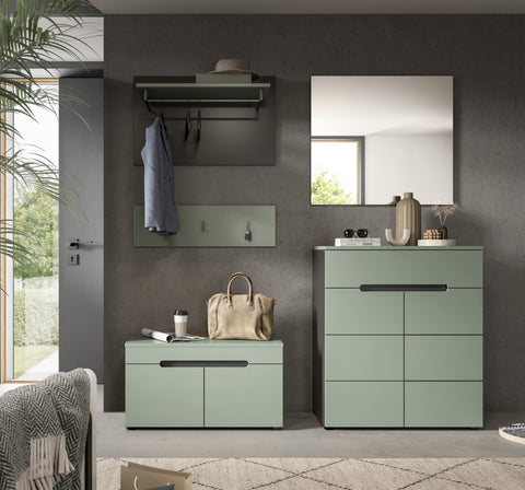 Rootz Wardrobe Combination - Entryway Organizer - Hallway Furniture Set - Space-saving - 175x190x37 cm - Green Imitation