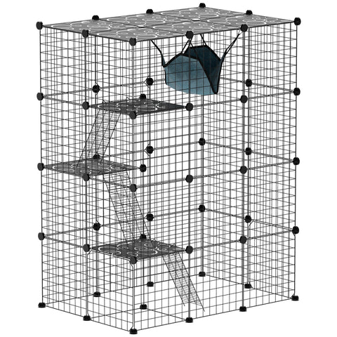 Rootz Katzkage Cat Cage - Indoor Cat Enclosure - DIY Cat Playhouse - Spacious Design - 105cm x 70cm x 140cm