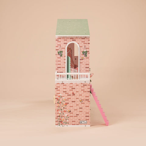 Rootz Spring Garden Cabin Wooden Dollhouse - Miniature Home - Kids Playhouse - 25+ Lifelike Accessories - Educational & Safe - 60cm x 30cm x 70cm - 100% Real Wood