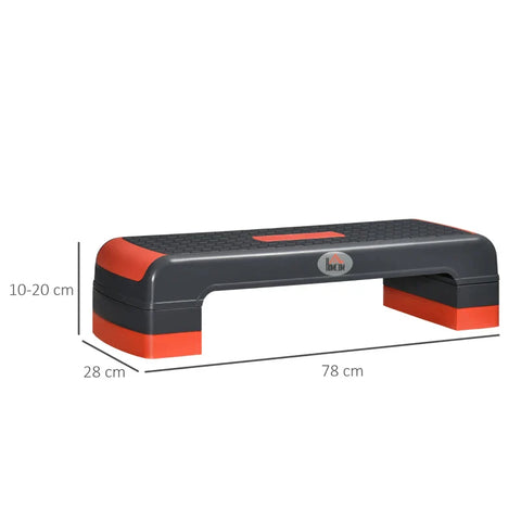 Rootz Stepper - Height-adjustable - Aerobic Stepper - Plastic - Non-slip Surface - Red + Black - 78L x 28W x 10/15/20H cm