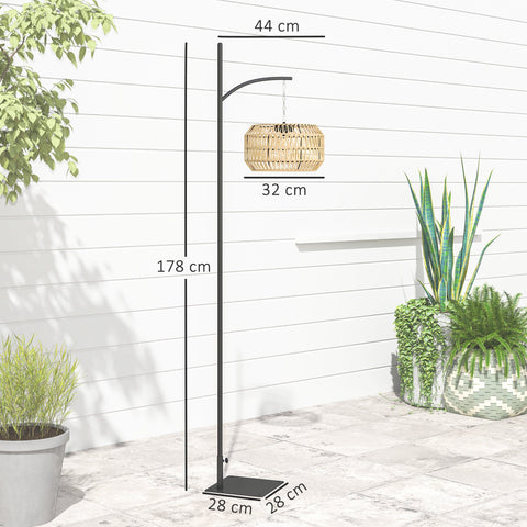 Rootz Rattan Solar Lamp - Outdoor Solar Light - Garden Lantern - Automatic On/Off - 44cm x 32cm x 178cm