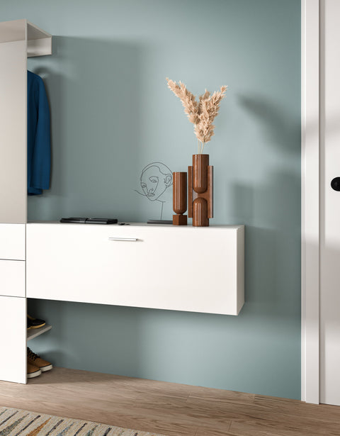 Rootz Wardrobe - Storage Cabinet - Organizer Closet - Durable & Easy-Care - White Melamine - 104 x 39 x 36 cm