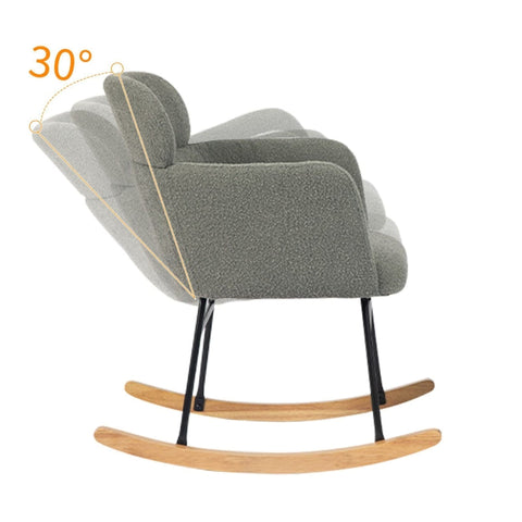 Rootz Elegant Gray Rocking Chair Set - Lounge Chair - Relaxation Chair - Comfort & Modern Design - 61L x 72.5W x 82H cm & Footstool 52L x 41W x 40H cm